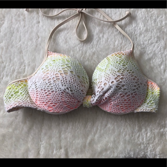 Victoria’s Secret PINK | Halter Push-up Rainbow Bikini Top - Picture 3 of 10